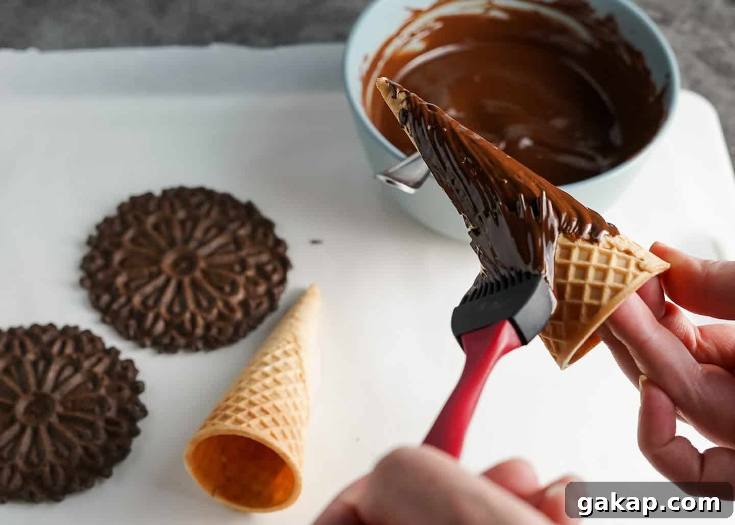 Painting Ice Cream Cone with Chocolate