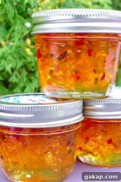 Stack of Hot Pepper Jelly Jars