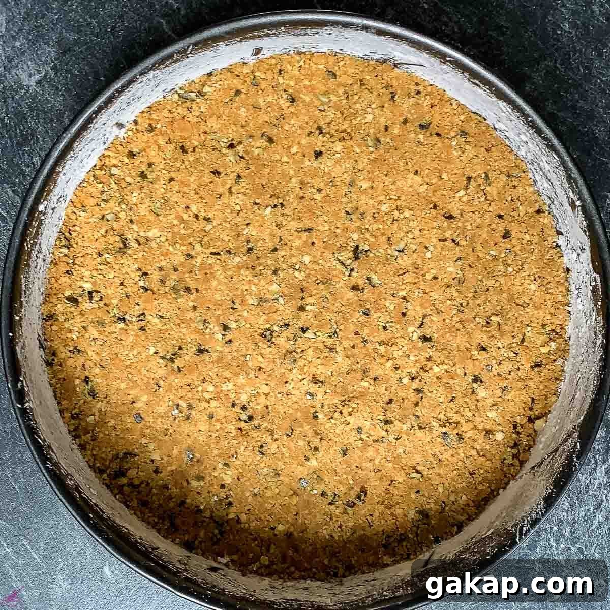 Finished graham cracker pumpkin seed crust.