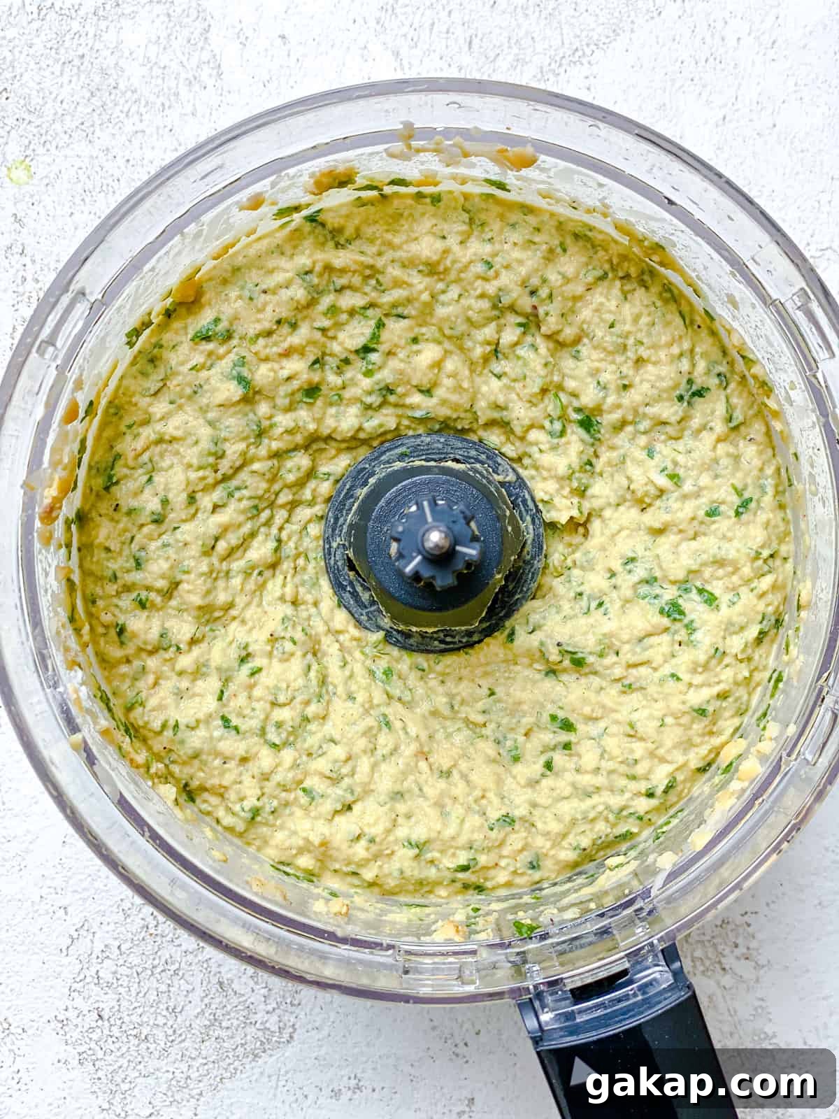 process shot showing post processed ingredients for Healthy Baked Falafel