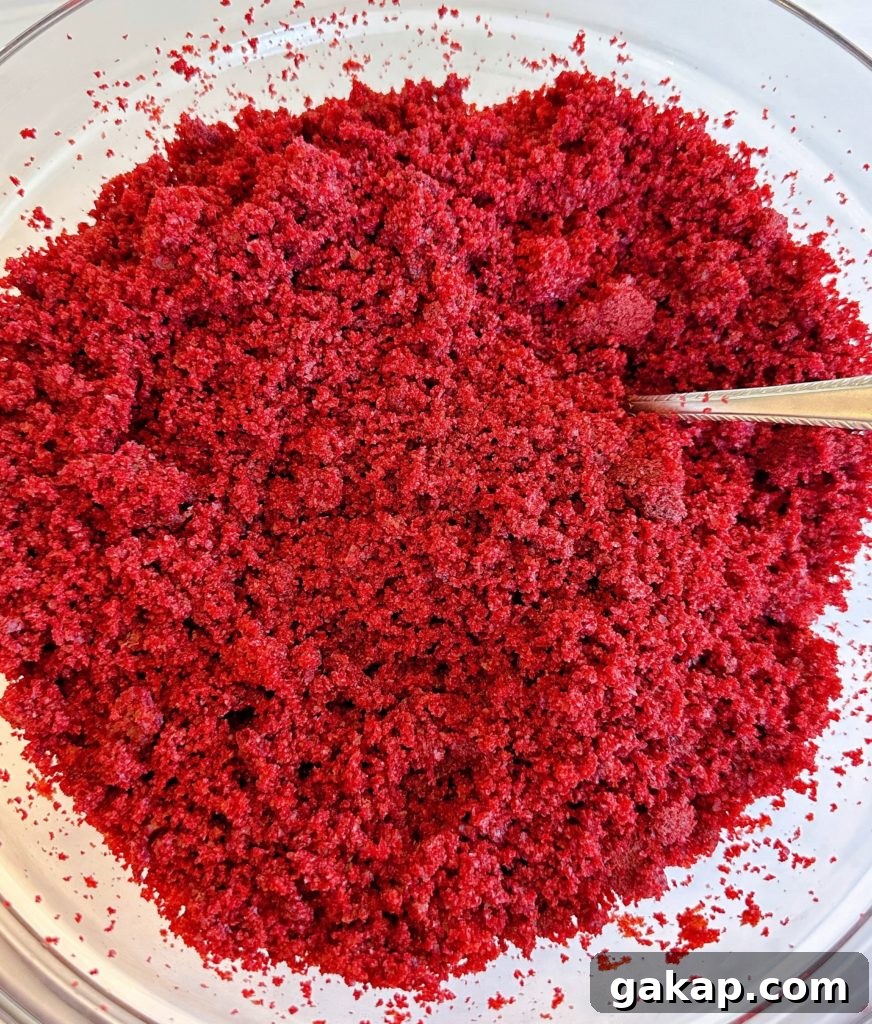 Red Velvet Cake Pops: Simple Party Dessert Recipe 4 The cake crumbled in a large bowl.