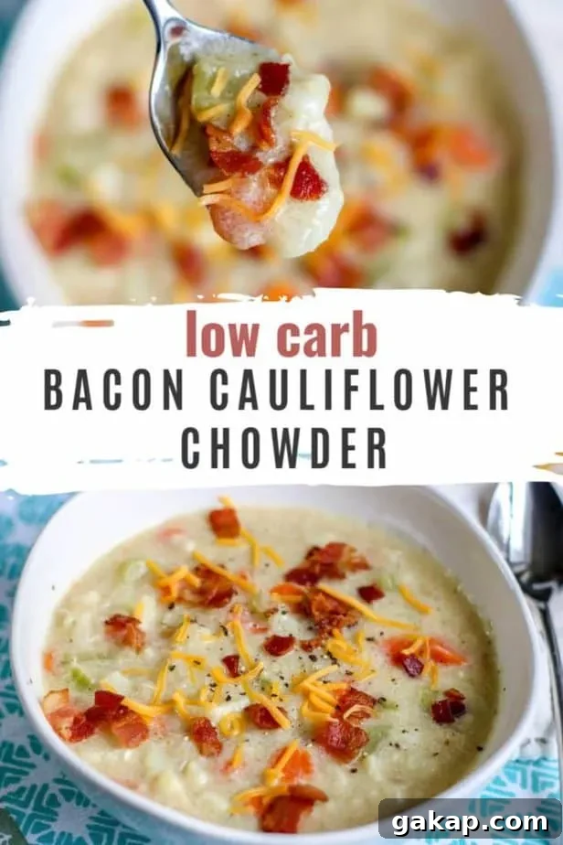 low carb bacon cauliflower showder pin