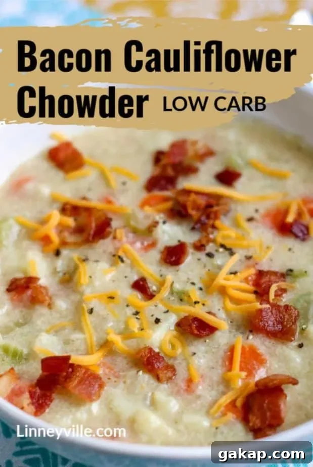 low carb bacon cauli chowder pin