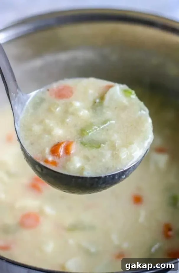 ladle of bacon cauliflower chowder