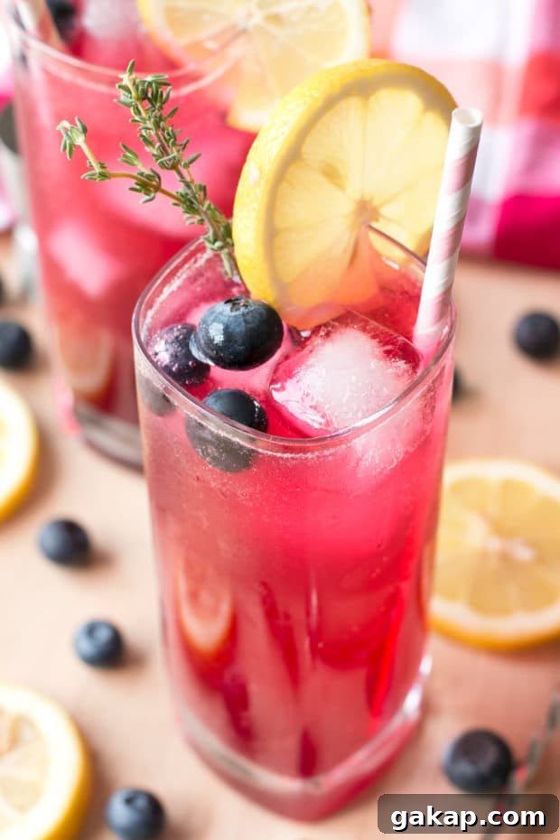 Sparkling Blueberry Thyme Vodka Lemonade | cakenknife.com #cocktail #lemonade #drink #recipe