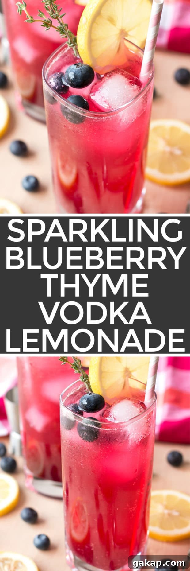 Sparkling Blueberry Thyme Vodka Lemonade | cakenknife.com #cocktail #lemonade #drink #recipe