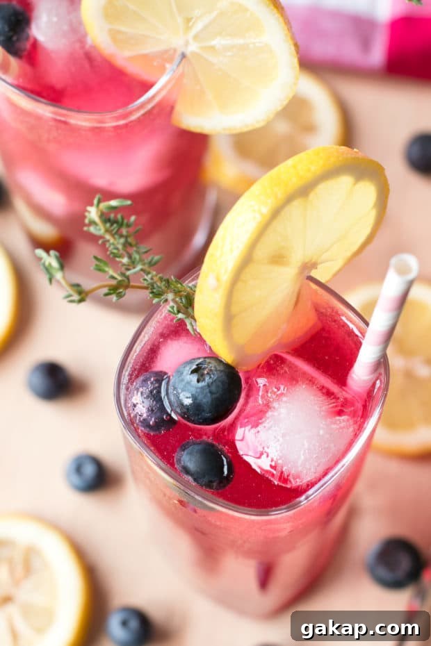 Sparkling Blueberry Thyme Vodka Lemonade | cakenknife.com #cocktail #lemonade #drink #recipe