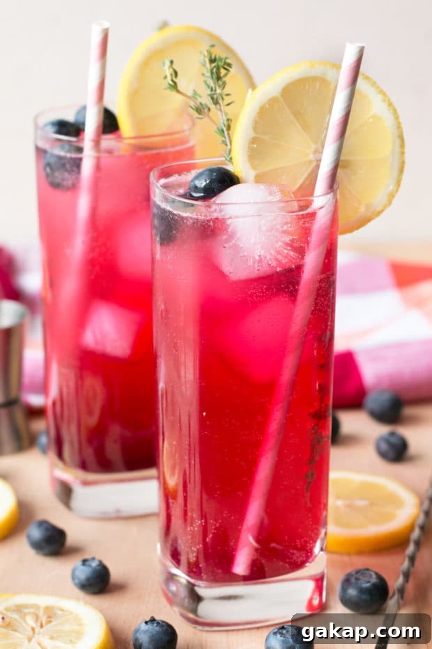 Sparkling Blueberry Thyme Vodka Lemonade | cakenknife.com #cocktail #lemonade #drink #recipe