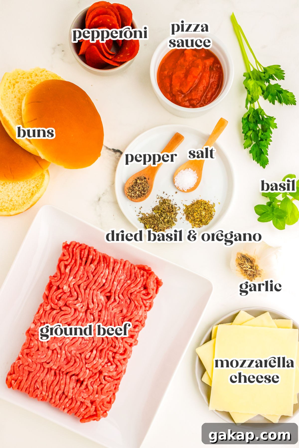 The recipe ingredients with text overlay labeling each.