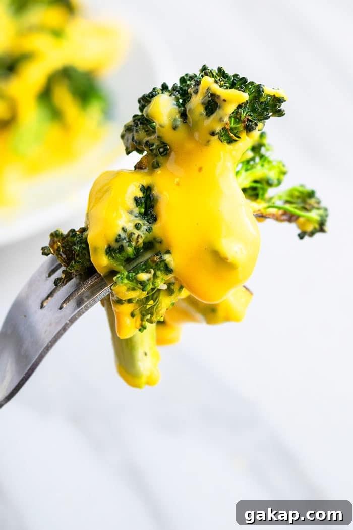 Steamed Broccoli with Homemade Cheddar Cheese Sauce