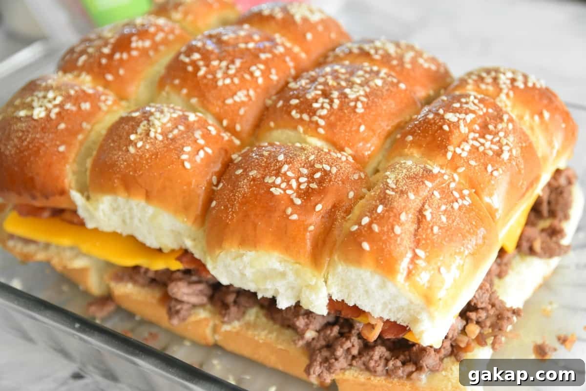 Baked Bacon Cheeseburger Sliders Recipe for Game Day and Parties 9 hawaiian rolls cheeseburger sliders