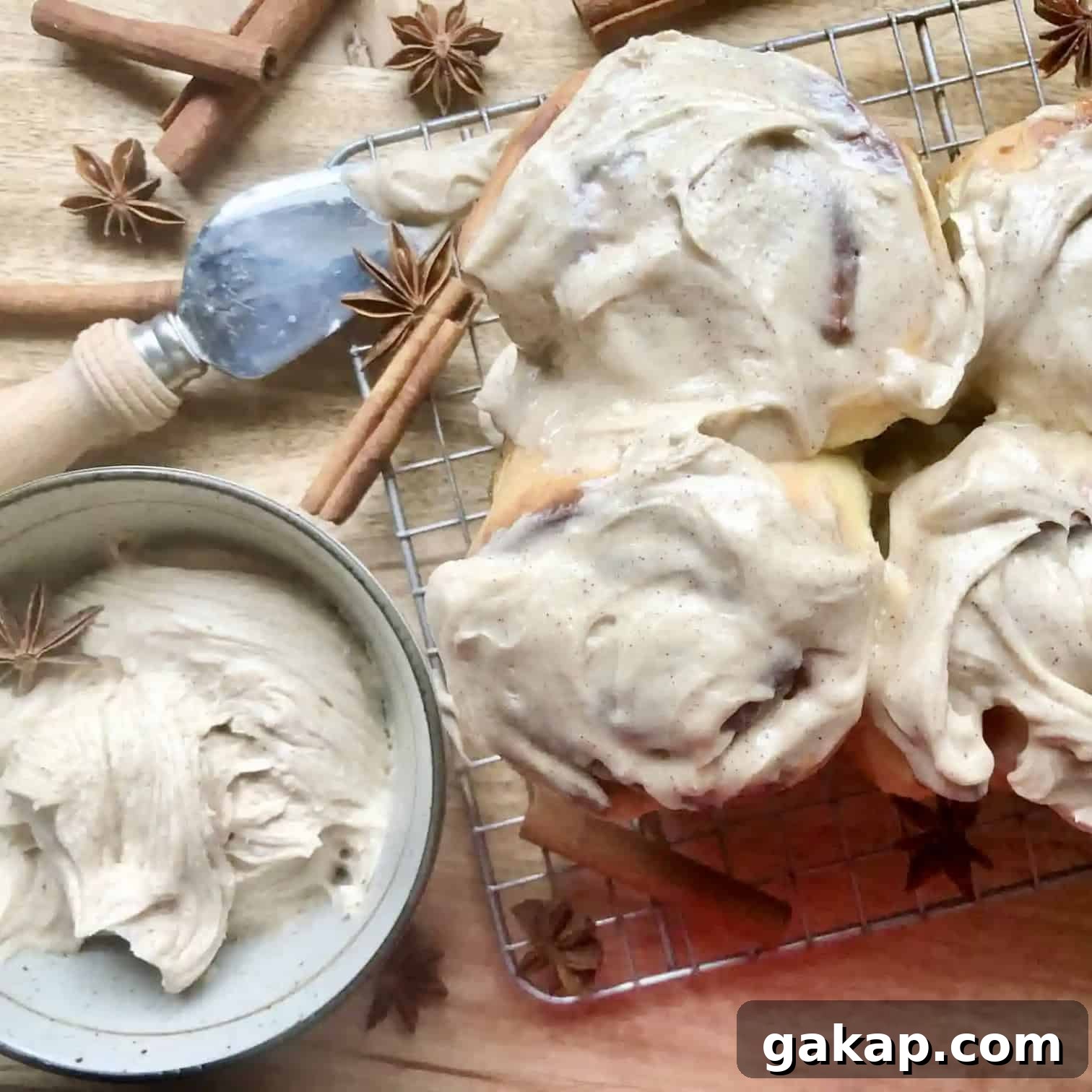 Overnight Cinnamon Rolls with Chai Frosting