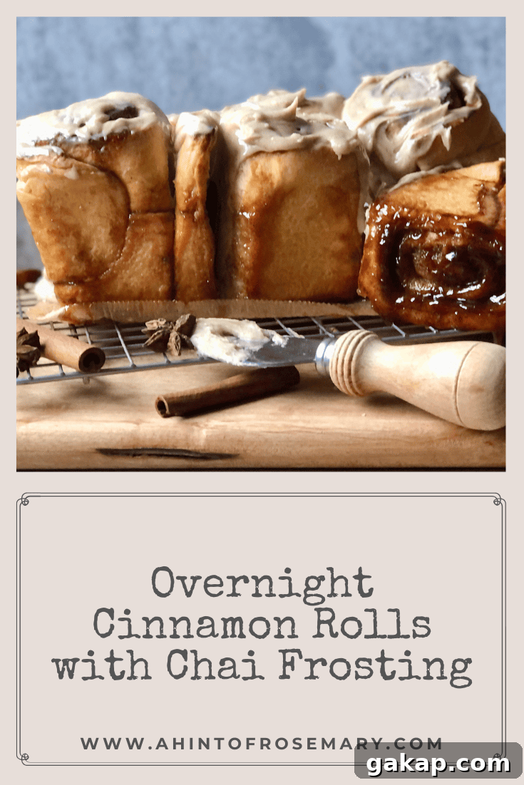 Overnight Cinnamon Rolls with Chai Frosting