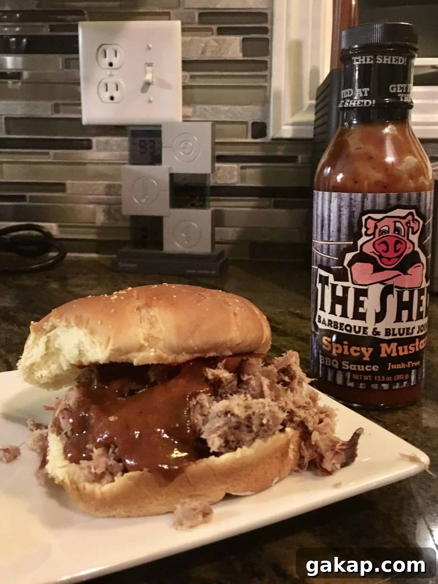 The Shed spicy mustard bottle for reference