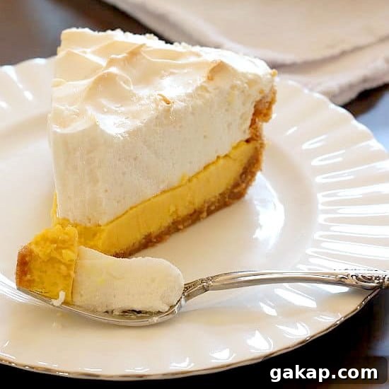 Lemon Meringue Pie on a White Plate