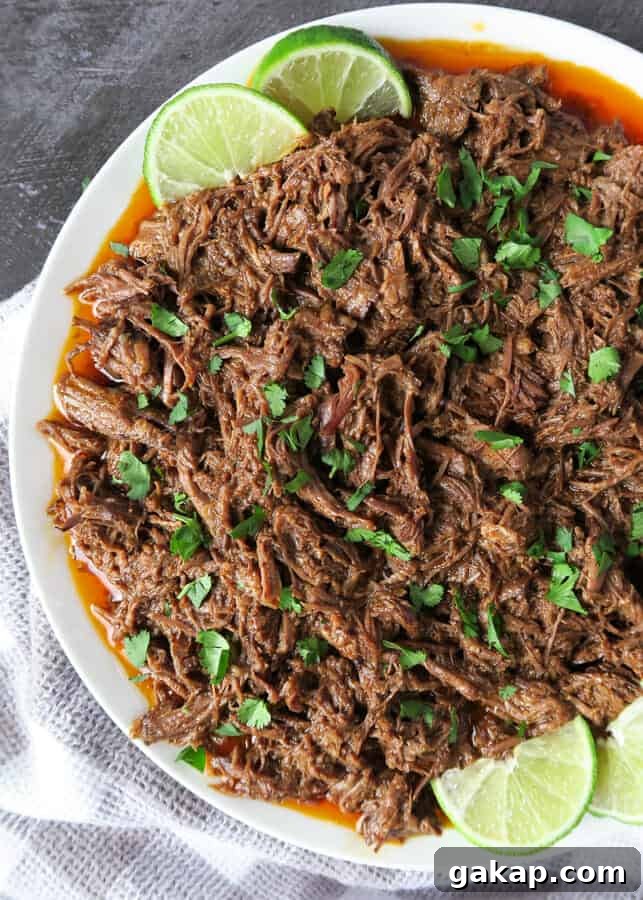 Mexican Shredded Beef Recipe for Crock Pot or Instant Pot 2 Mexican Shredded Beef (Easy, Crock Pot or Instant Pot Recipe)