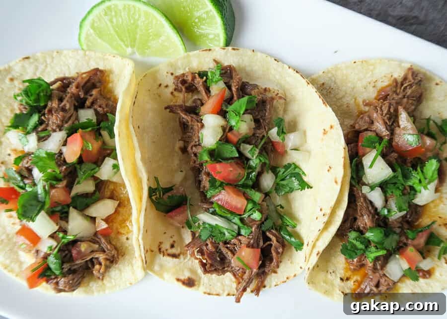 Mexican Shredded Beef Recipe for Crock Pot or Instant Pot 4 easy MEXICAN SHREDDED BEEF {EASY, CROCK POT OR INSTANT POT RECIPE} used in shredded beef soft tacos