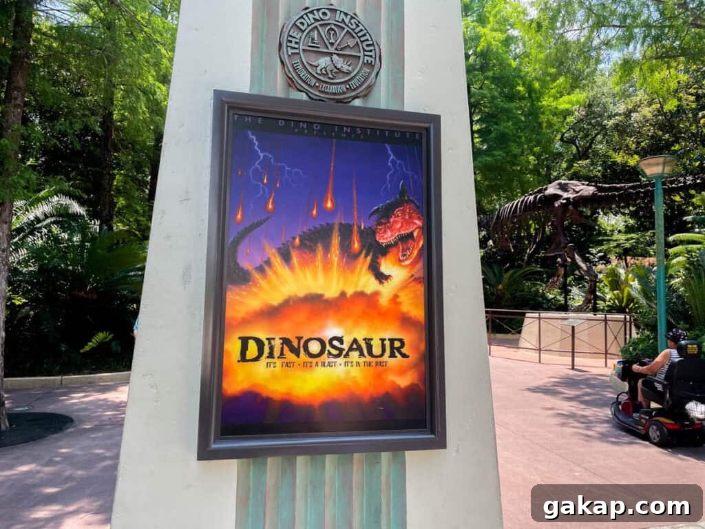 sign outside of Dinosaur the ride.