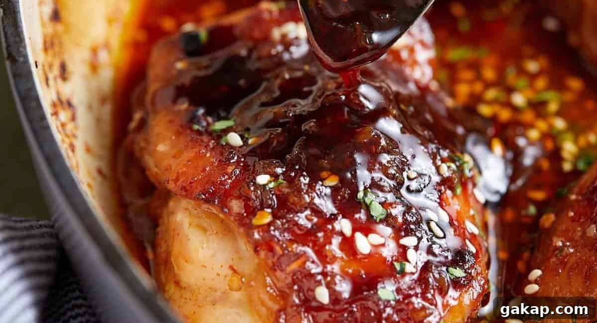 Up close overhead image of brown sugar garlic chicken thighs. 
