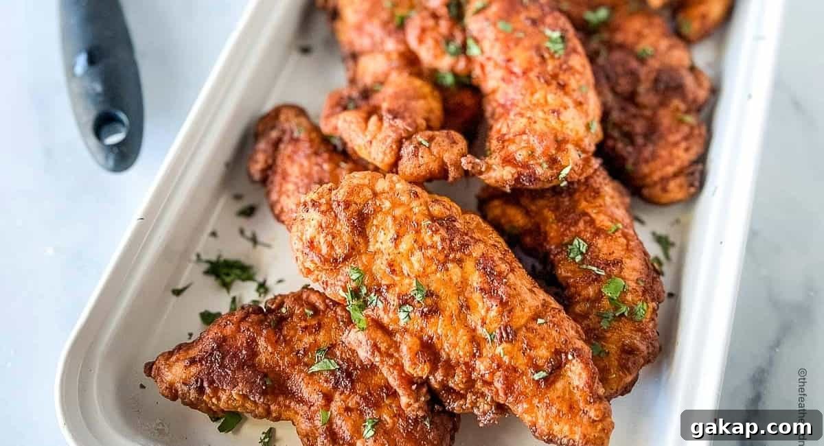 Overhead image of Nashville hot chicken tenders. 