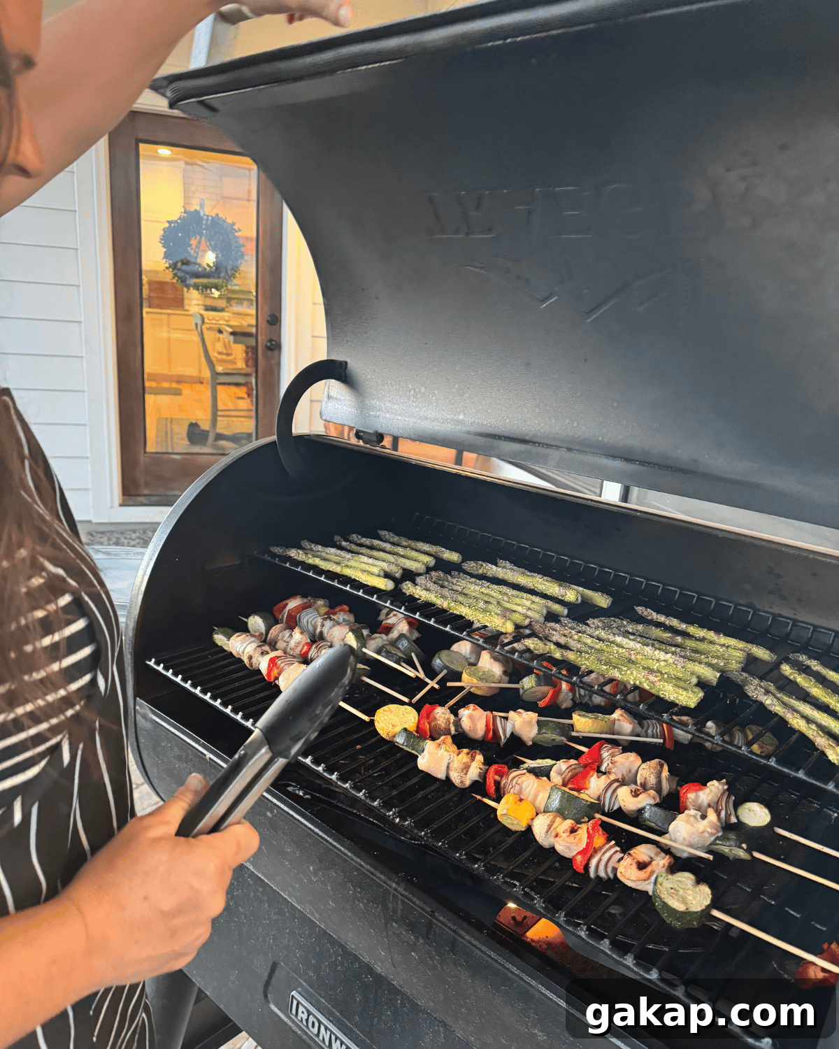 Juliea grilling chicken kabobs 