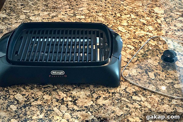 Delonghi Perfecto Indoor Grill ready for cooking