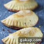 Row of cranberry apple empanadas on a table