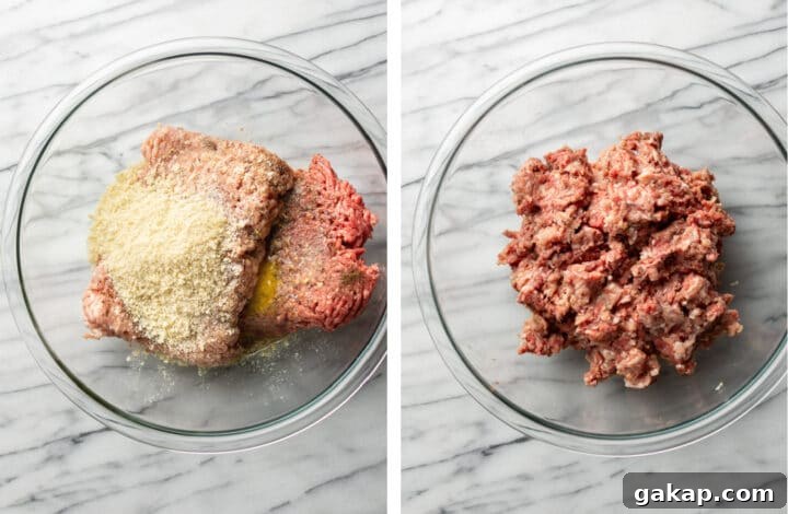 Classic Swedish Meatballs Recipe: Creamy Sauce & Lingonberry Pairing 3 mixing ingredients in a glass bowl to make swedish meatballs