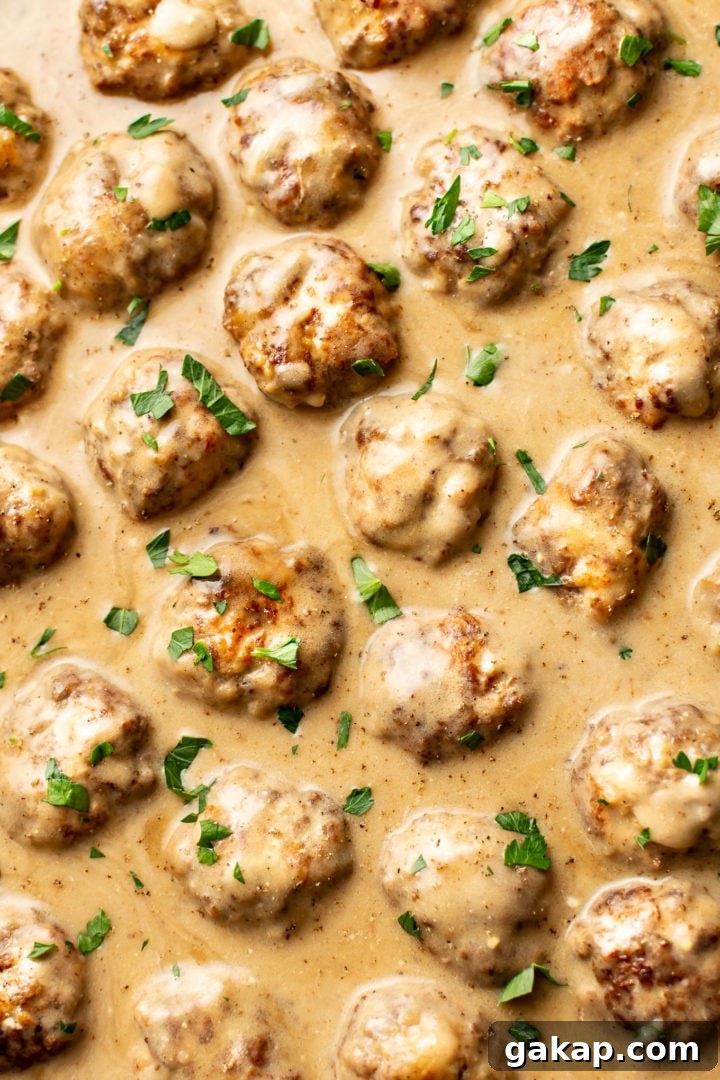 Classic Swedish Meatballs Recipe: Creamy Sauce & Lingonberry Pairing 10 close-up of easy Swedish meatballs