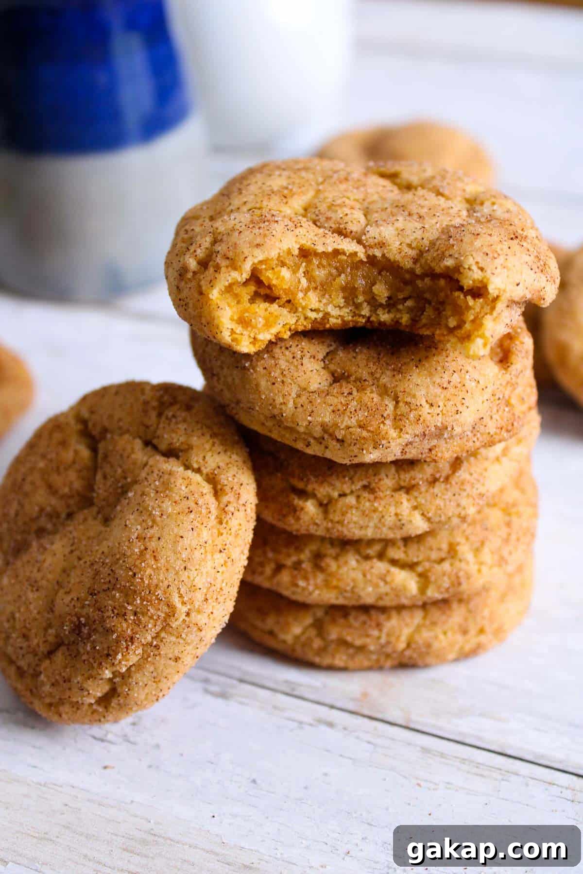 Stack of pumpkin snickerdoodles ready to be eaten.
