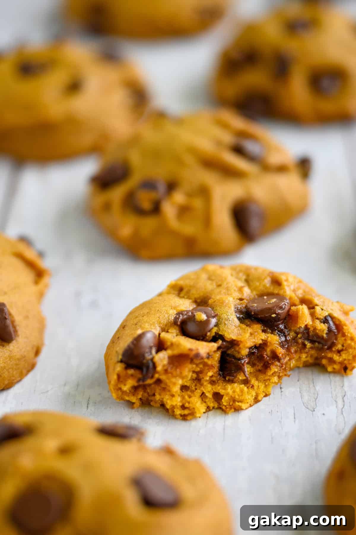 Soft pumpkin cookies with chocolate chips.