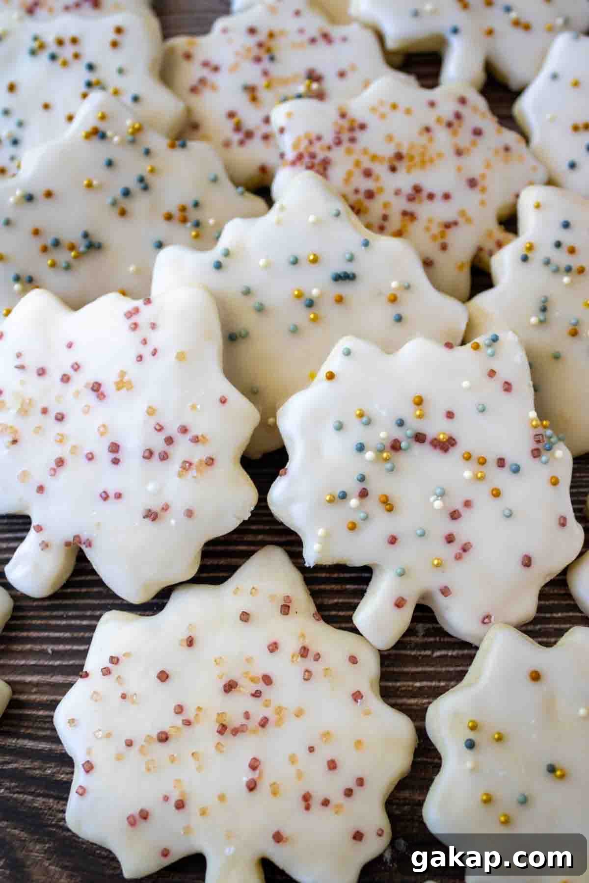 Leaf-shaped maple cookies on a table.