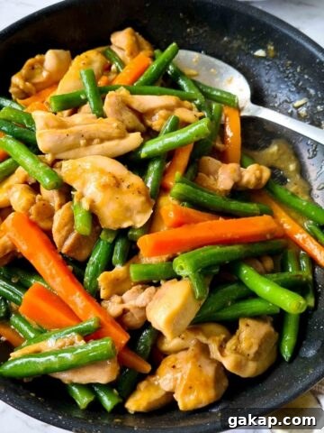 Chicken stir fry in a pan