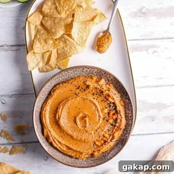 top down view of hummus in a bowl