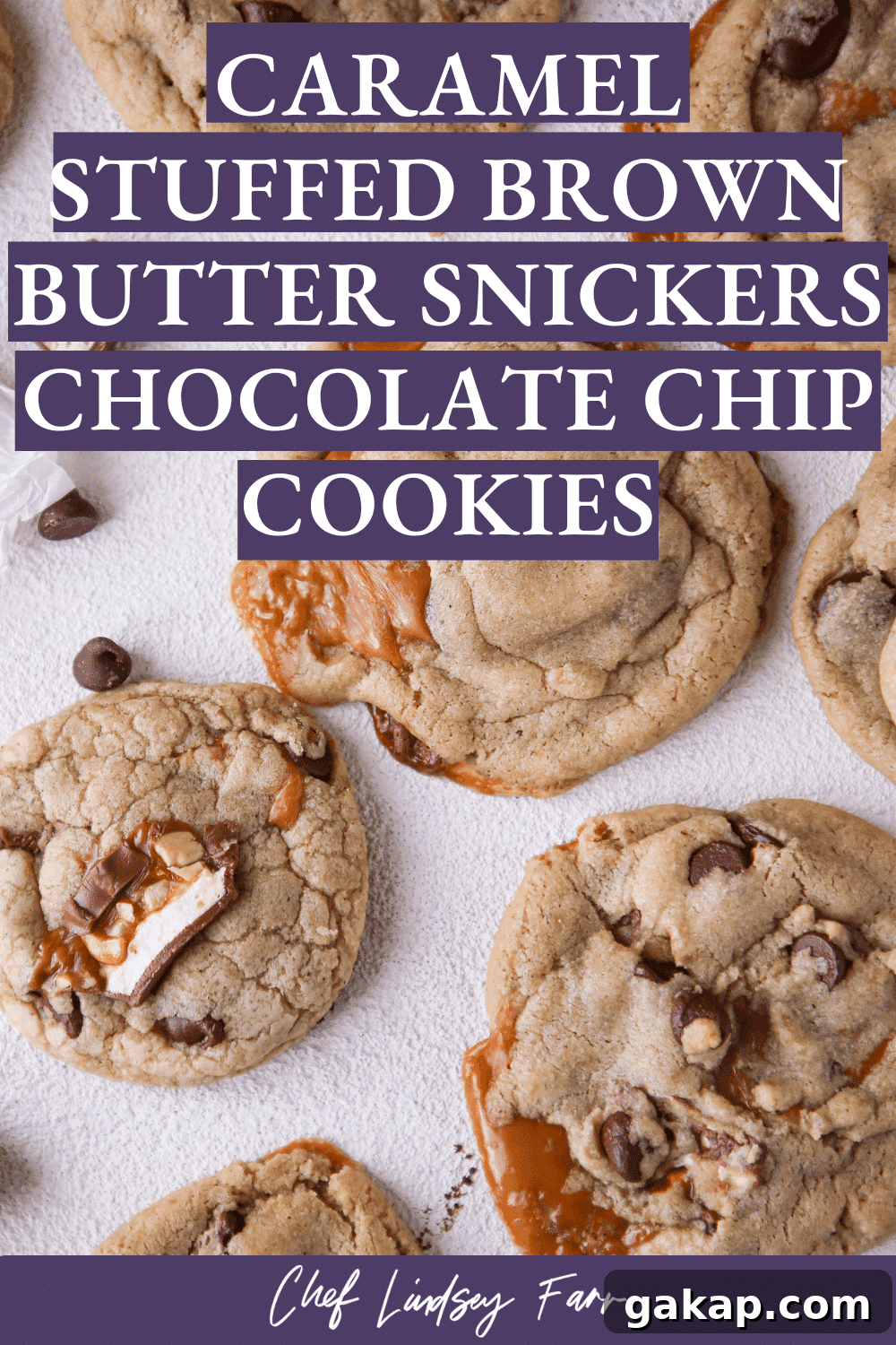 Brown Butter Snickers Caramel-Stuffed Chocolate Chip Cookies 7 Caramel Stuffed Brown Butter Snickers Chocolate Chip Cookies Bright