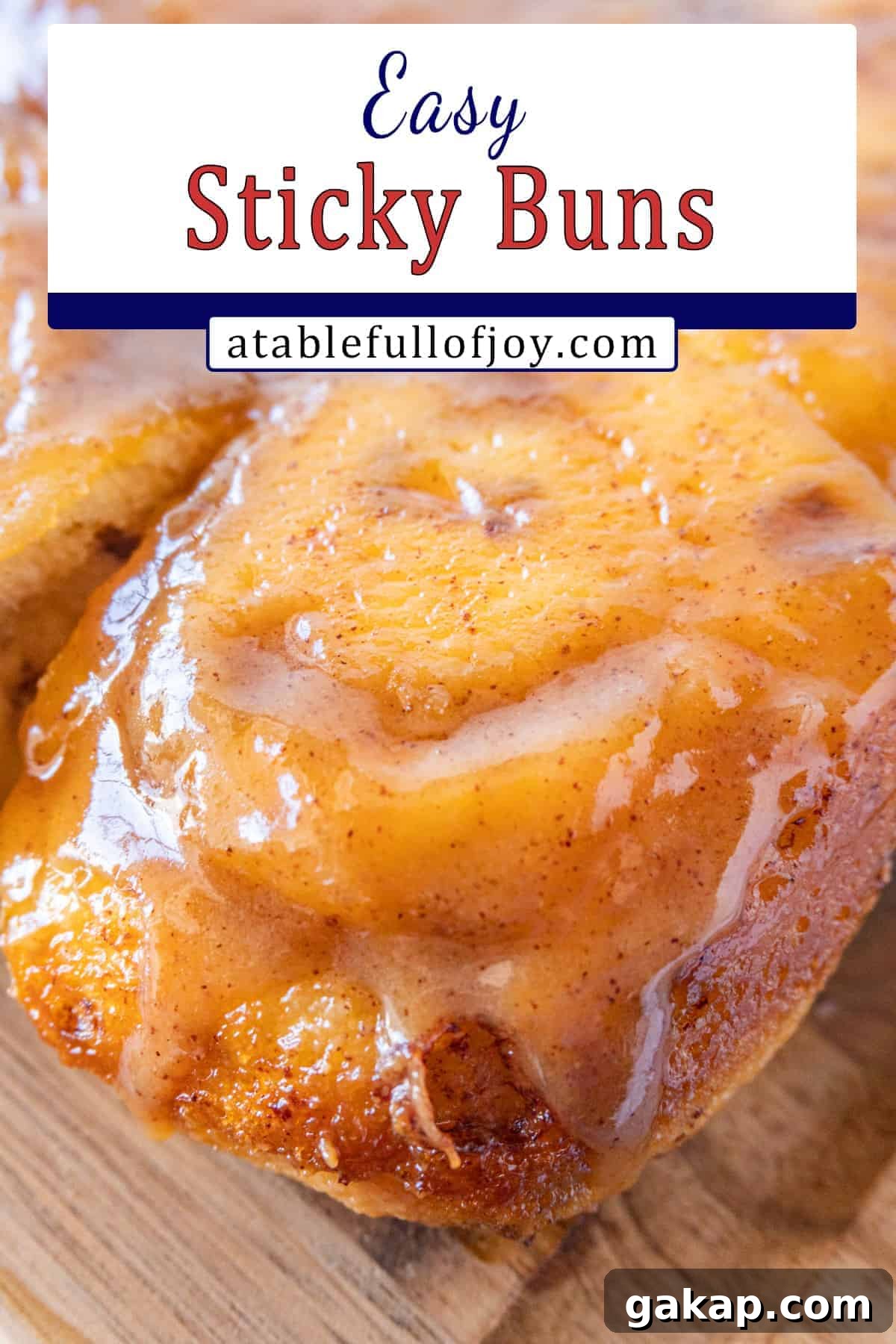 Sticky Caramel Cinnamon Rolls with Gooey Glaze 8 Sticky bun pinterest image