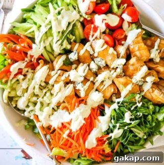 Healthy Buffalo Chicken Salad with Blue Cheese Dressing