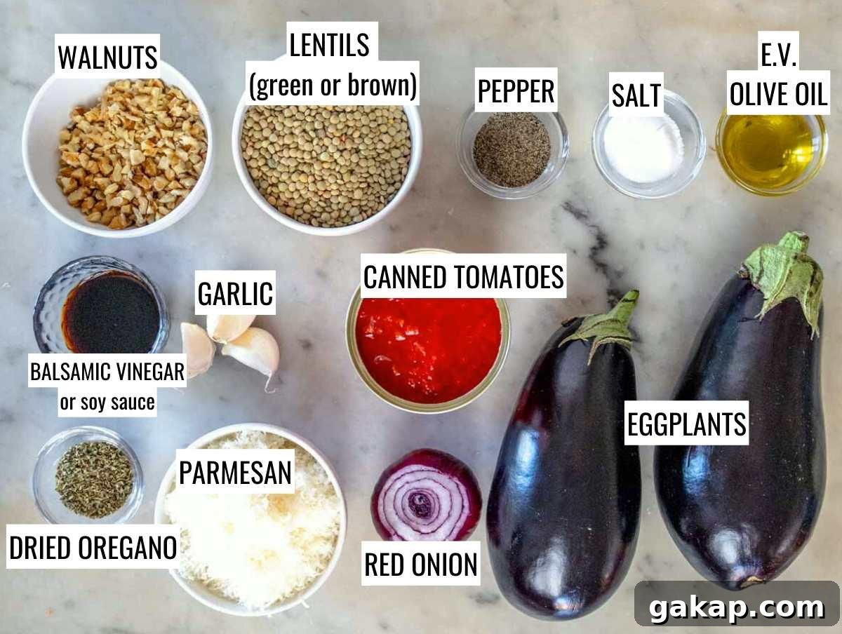 Ingredients for stuffed eggplant