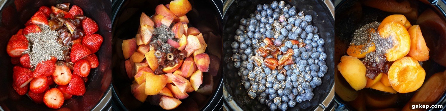 Sugar-Free Slow Cooker Fruit Jam Recipe 3 This fruit jam slow cooker recipe contains no added sugar! It's healthy being paleo and whole30 compliant and quick cooking in just a couple hours.
