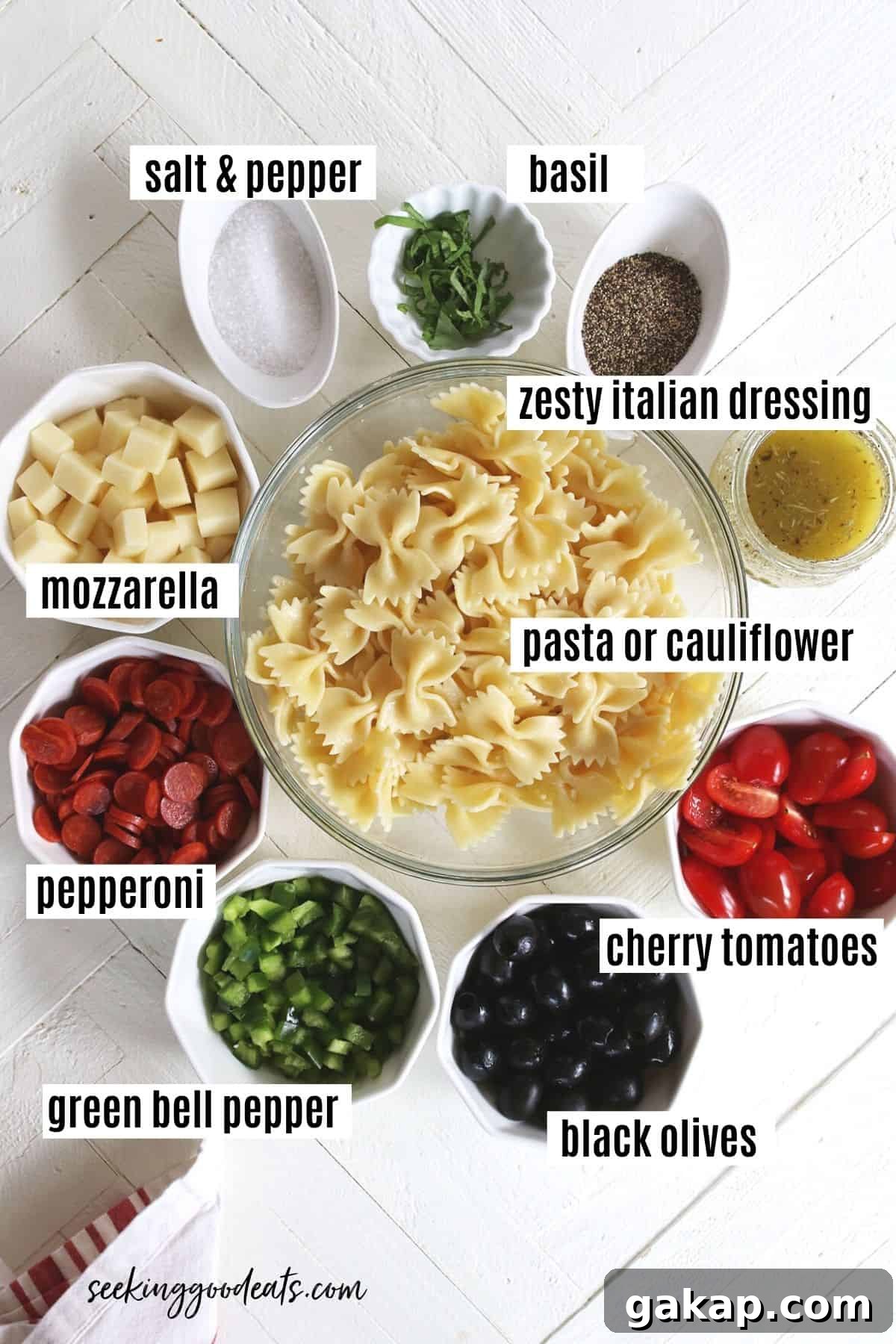 ingredients needed to make Italian pasta salad