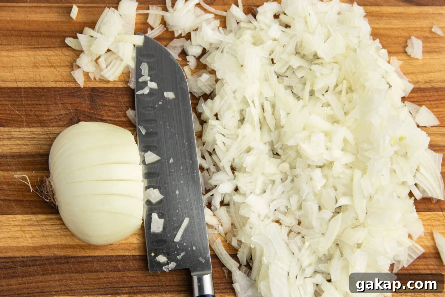 This is a picture of onions being chopped.