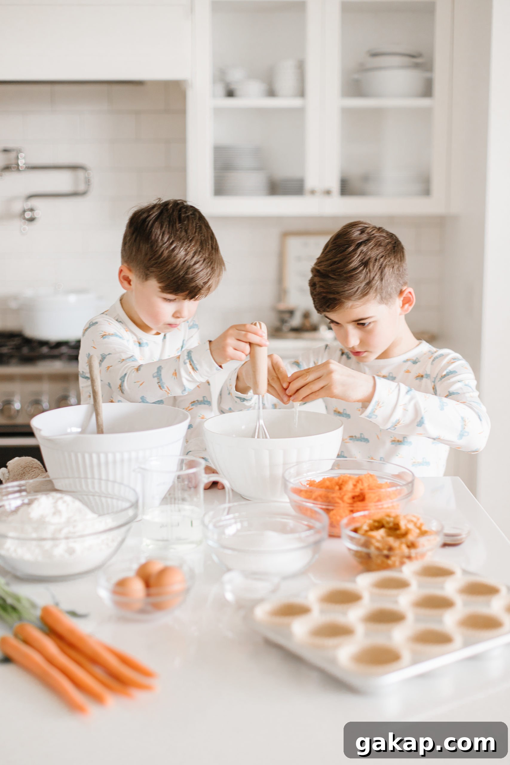 two boys baking together in the ktichen