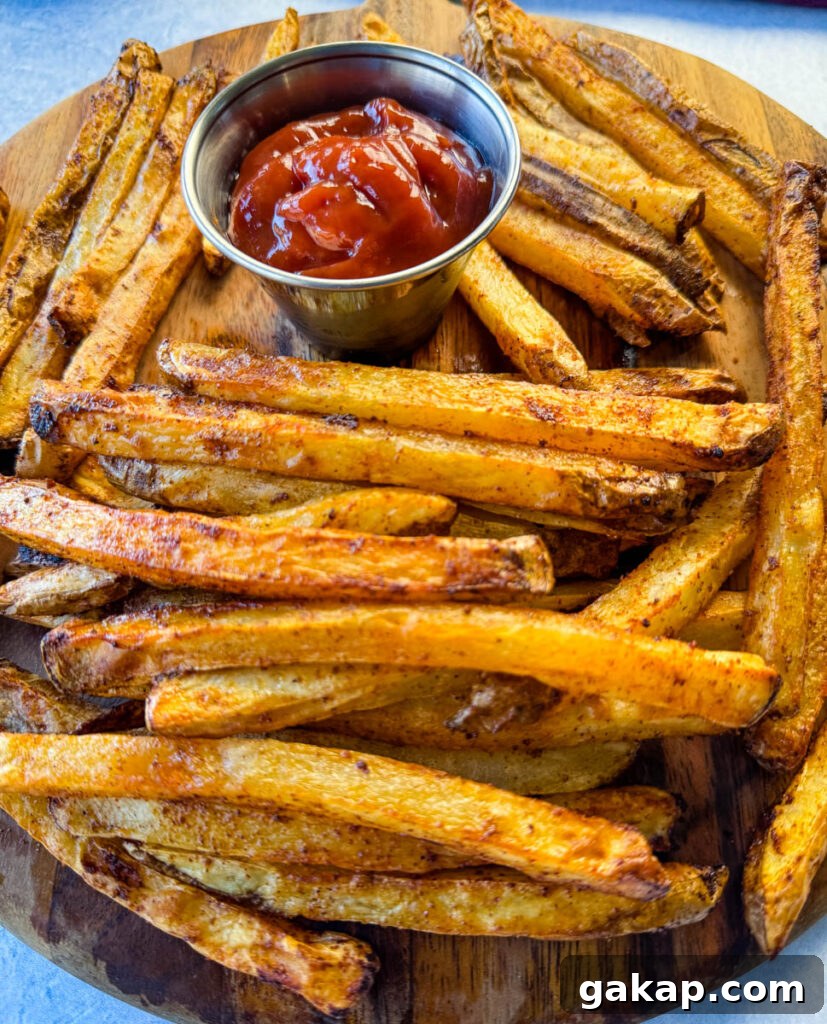 Cajun fries on a platter with ketchup