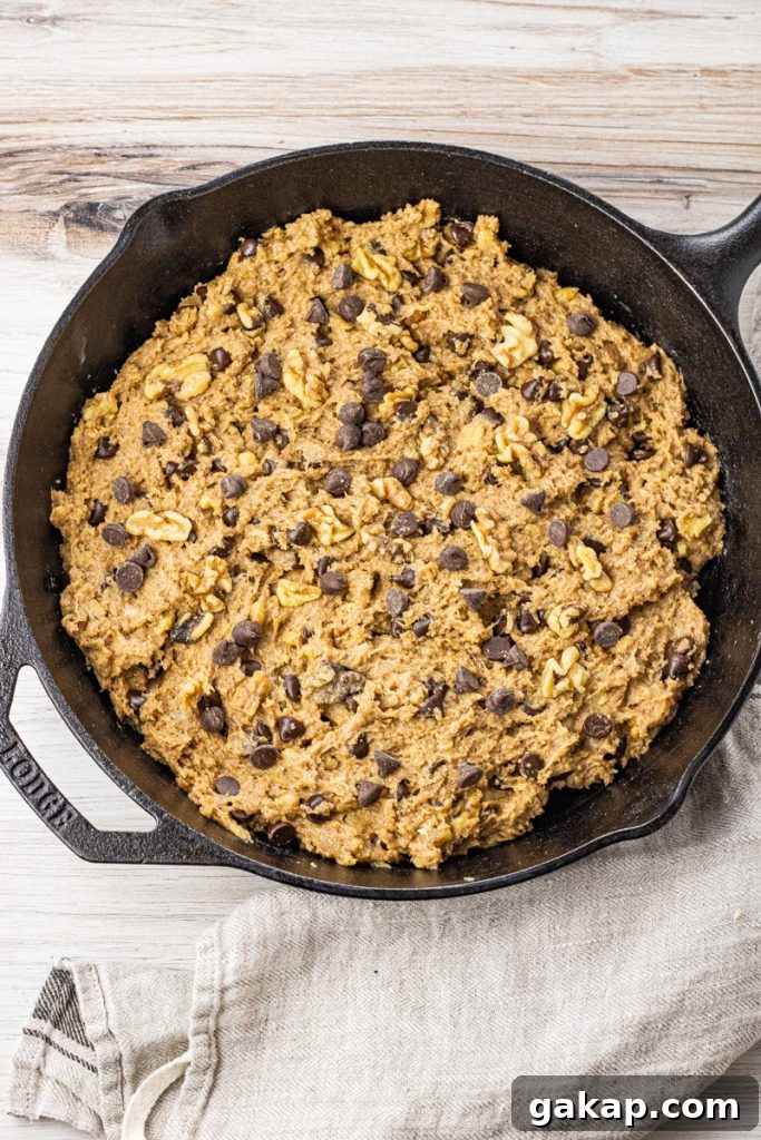 Moist Whole Wheat Banana Bread with Walnuts and Cinnamon 5 cast iron pan with chocolate chip banana bread batter