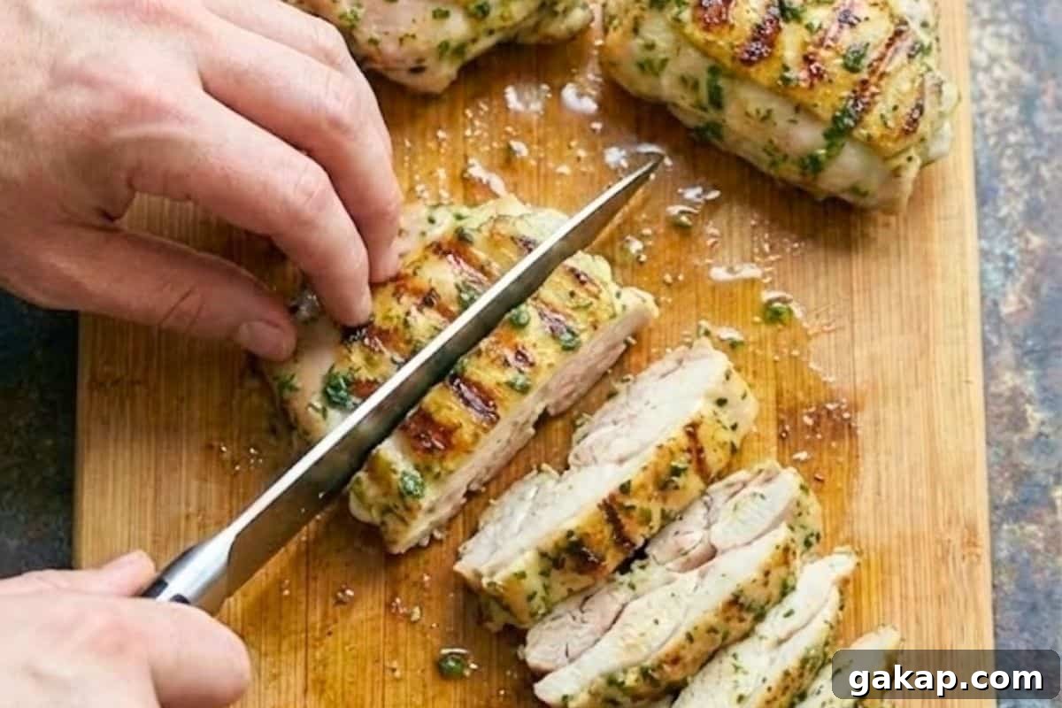 Lemon-Herb Avocado Chicken Salad Recipe for Light Lunch 8 Let the cooked chicken rest for five minutes before slicing