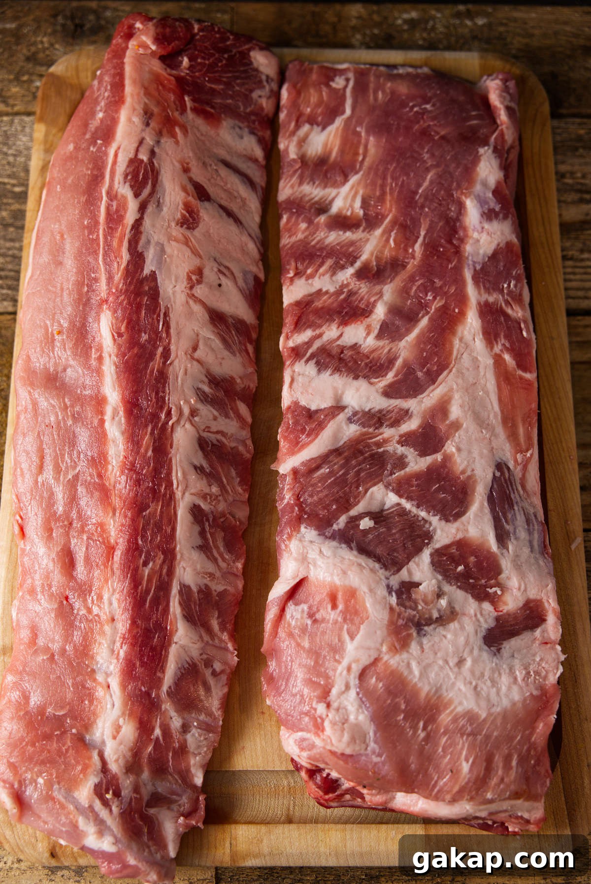 Baby Back Ribs vs St. Louis Ribs: Key Differences and Cooking Tips 5 Pork loin back ribs and st. louis style spare ribs on cutting board.