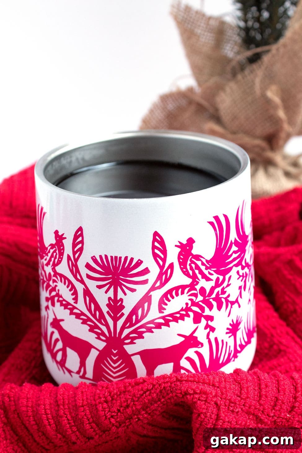 Keto Peppermint Coffee Flavor Shots — Low-Carb Fat Bombs 9 keto peppermint flavor shots in a coffee cup with a tree in the background covered with burlap