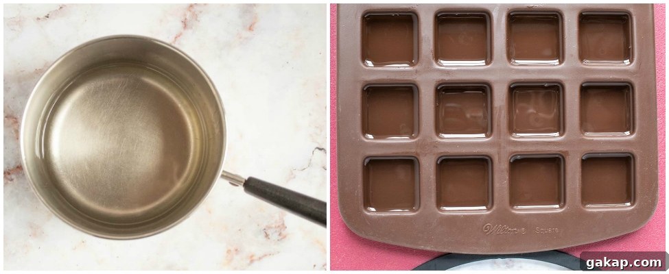 Keto Peppermint Coffee Flavor Shots — Low-Carb Fat Bombs 5 keto peppermint flavor shots side by side shot of sauce pan and filled molds