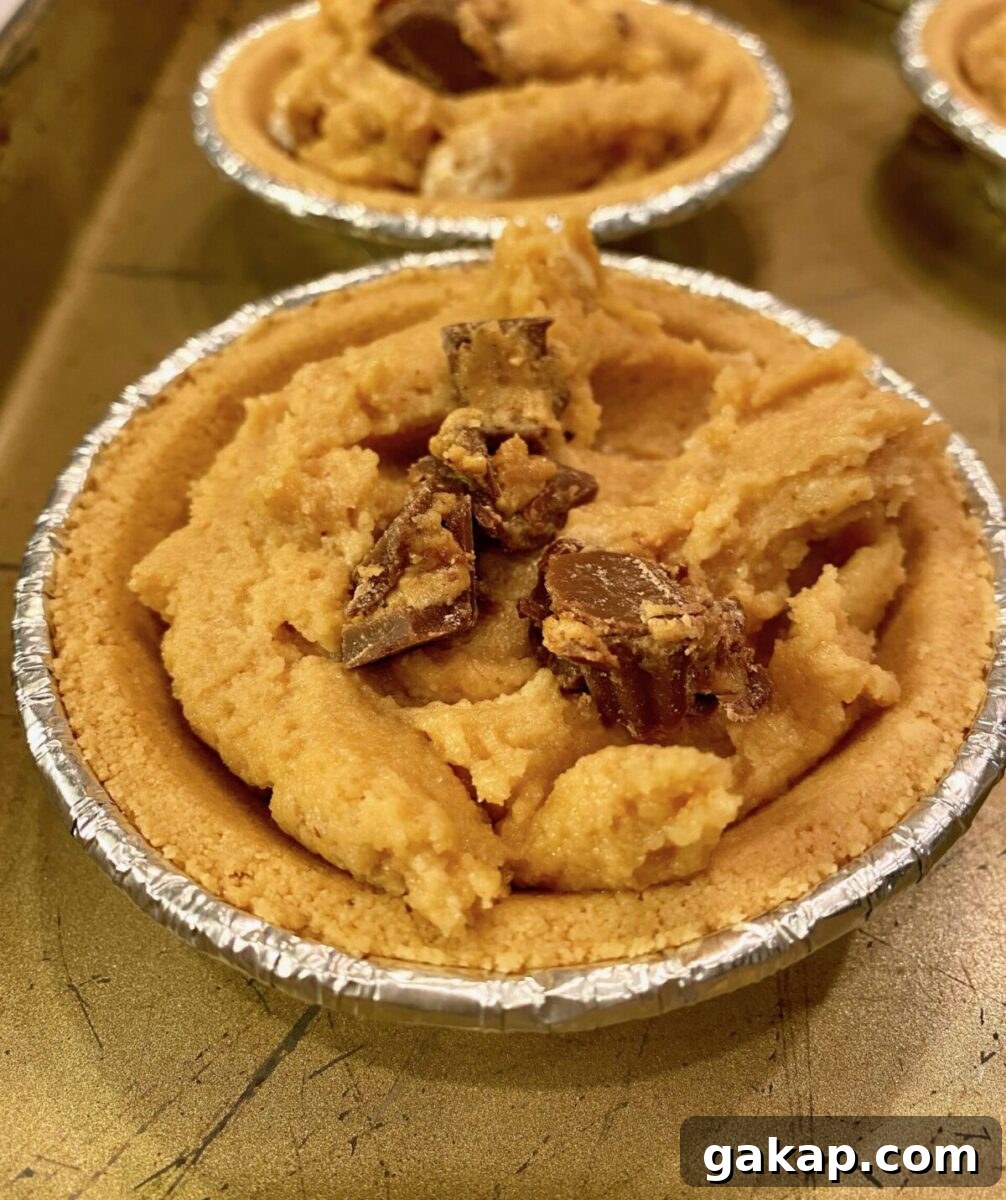 Small peanut butter pie in a foil pan