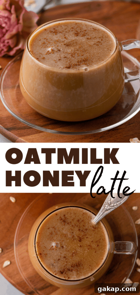 Honey Oatmilk Latte Recipe: Hot & Iced Starbucks-Style Guide 11 Pinterest image for latte